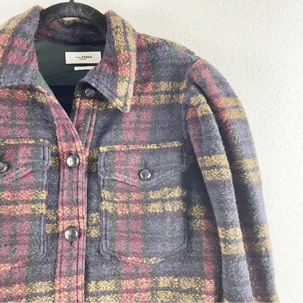 Isabel Marant Etoile Plaid Leiko Wool Short Jacket in Black Multi Small Casual - Picture 3 of 10